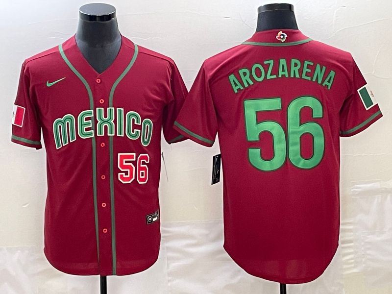 Men 2023 World Cub Mexico #56 Arozarena Red Nike MLB Jersey25->more jerseys->MLB Jersey